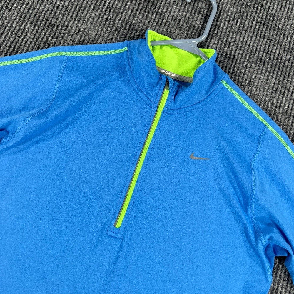 Nike Pullover Shirt Womens Medium Blue Long Sleeve Dri Fit Running 1/4 Zip